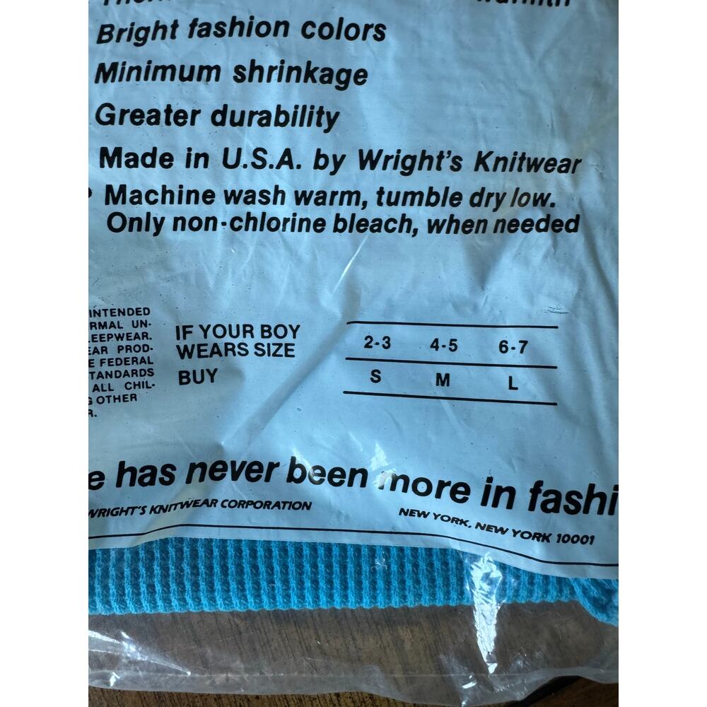 Vintage Wright’s Juvenile Thermal Waffle Knit Long Sleeve Shirt NIP Boy M - Picture 5 of 7